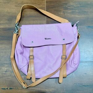 Valentina Lavender Shoulder Bag with Tan Straps